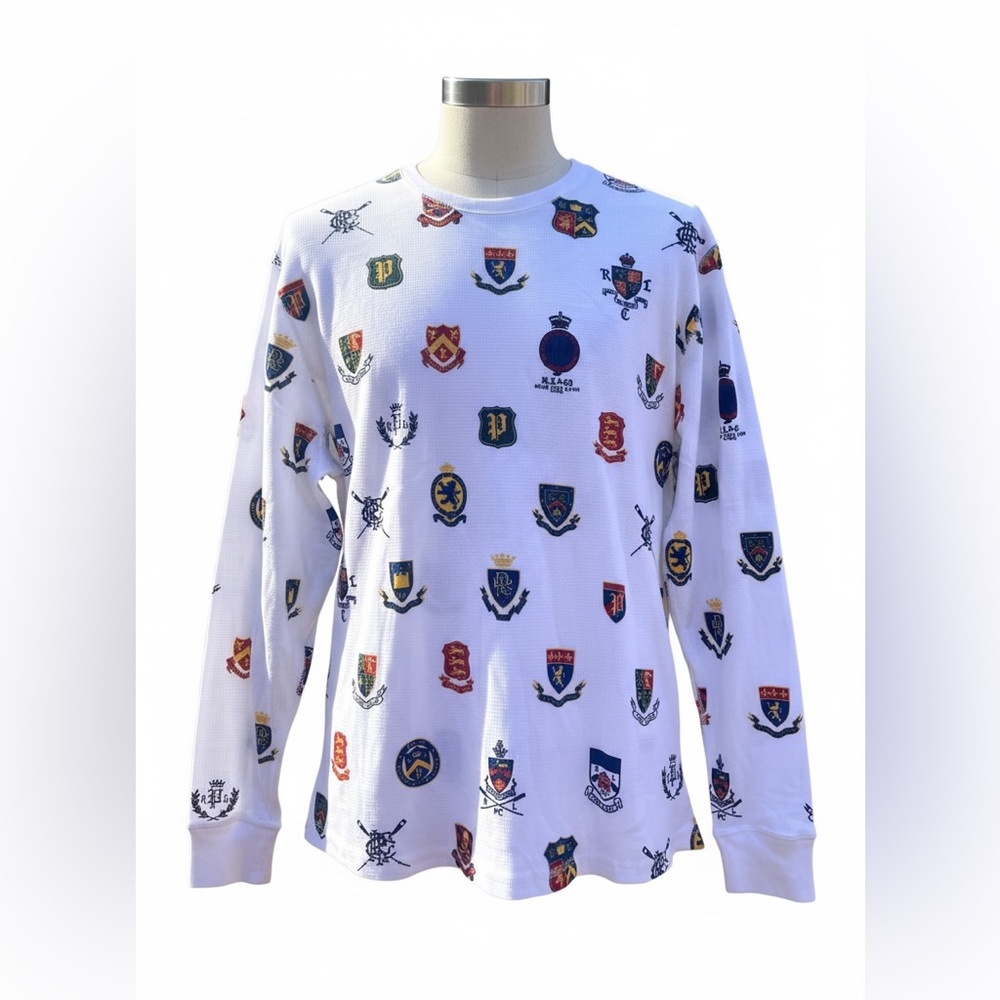 Men's Polo Ralph Lauren Thermal Waffle Shirt Sleepwear NWOT XL Allover Print